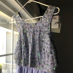 ASOS lavender and sequence maxi dress, maternity